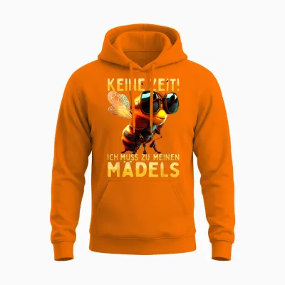T-Shirt with German Text "keine Zeit Ich Muss Zu Meinen Mädels Beekeeder" [german Unisex Hoodie - Safety Orange