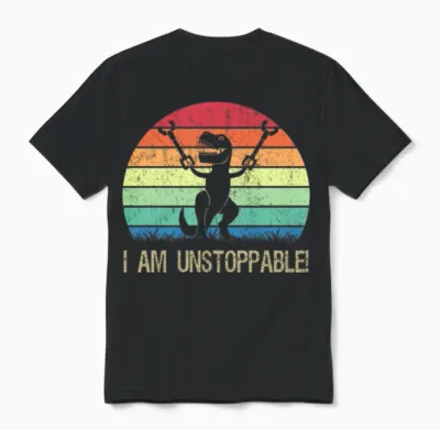 I'm Unstoppable T Rex with Trash Grabber Pickup Unisex T-Shirt - Black
