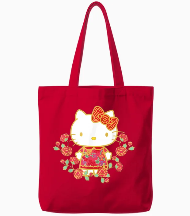 Hello Kitty Happy Lunar New Year Tote Bags in Red