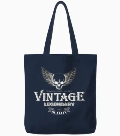 Retro Motorcyclists T-Shirt Mostry Parts, Legendar Tote Bags - Navy