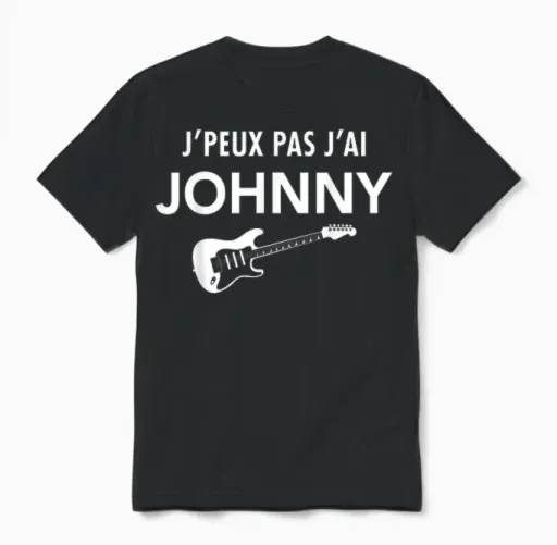 Je Peux Pas J'ai Johnny France Rock Passion Man and Woman T-Shirt, Black, S Unisex T-Shirt in Black