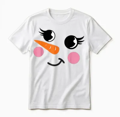 Eyelashes Christmas Outfit Snowman Face Costume Girl Kid Unisex T-Shirt - White