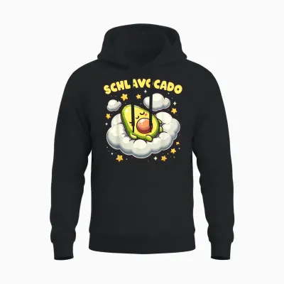 Schlavocado Lustiges Avocado Schlafshirt Nachtshirt Schlafen Unisex Hoodie - Black