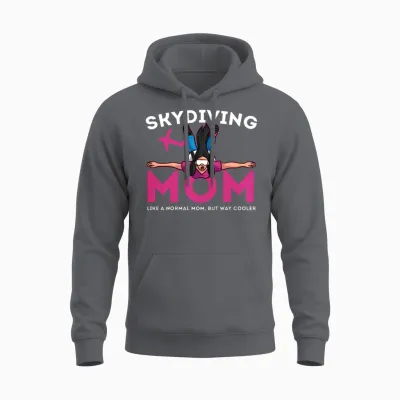 Skydiving Mom Base Jumping Parachute Extreme Sport Unisex Hoodie - Charcoal