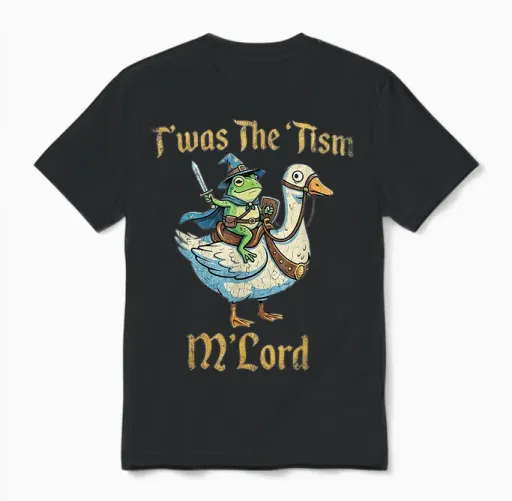 Twas the Tism M Lord Frog Goose Nerd Fantaisie Humoristique Unisex T-Shirt - Black