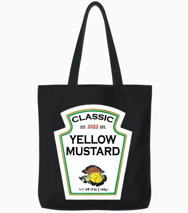 Yellow Mustard Diy Halloween Costume Matching Grou Tote Bags in Black