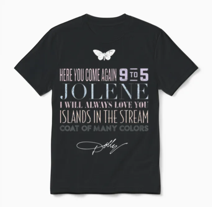 Dolly Parton Greatest Hits Unisex T-Shirt in Black