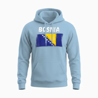 Bosnien Flagge Urlaub Vintage Grunge Bosnische Flagge Unisex Hoodie - Light Blue