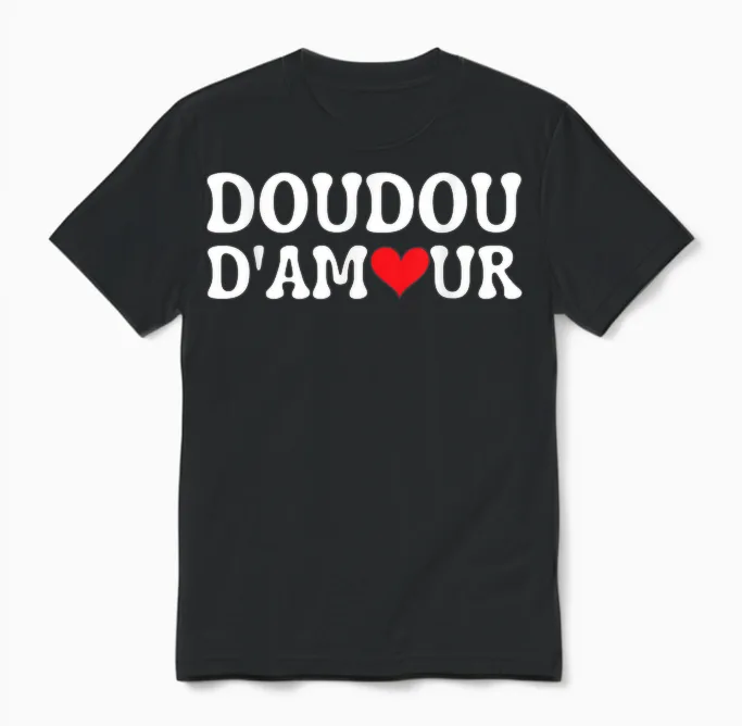 Love Doudou Humour Valentine's Day Idea for Couples T-Shirt, Black, S Unisex T-Shirt in Black