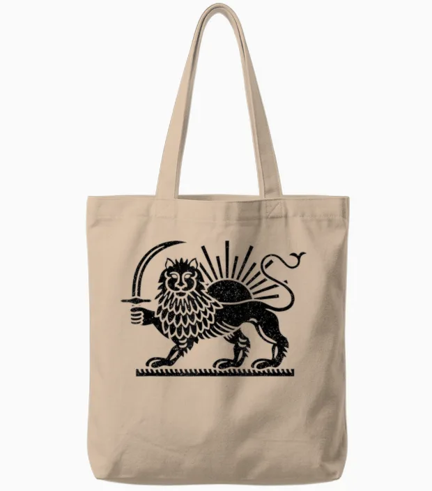 Symbole Du Lion Et Du Soleil Perse Iran Tote Bags in Natural