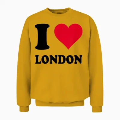 I Love London T-Shirt, White, S Unisex Sweatshirt - Gold