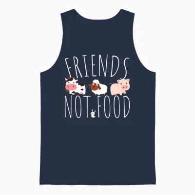 Friends Not Food Animal Lover Veggie Cute Vegan Unisex Tank Top - Navy