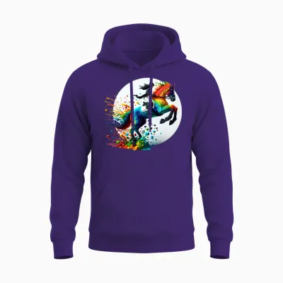 Pixel Horse Woman Unisex Hoodie - Purple