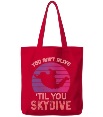 Retro Skydive Skydiver Skydiving Tote Bags - Red