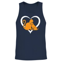 Dog Lover Dog and Cat Lover - Funny Cat & Dog Hear Unisex Tank Top - Navy – 2