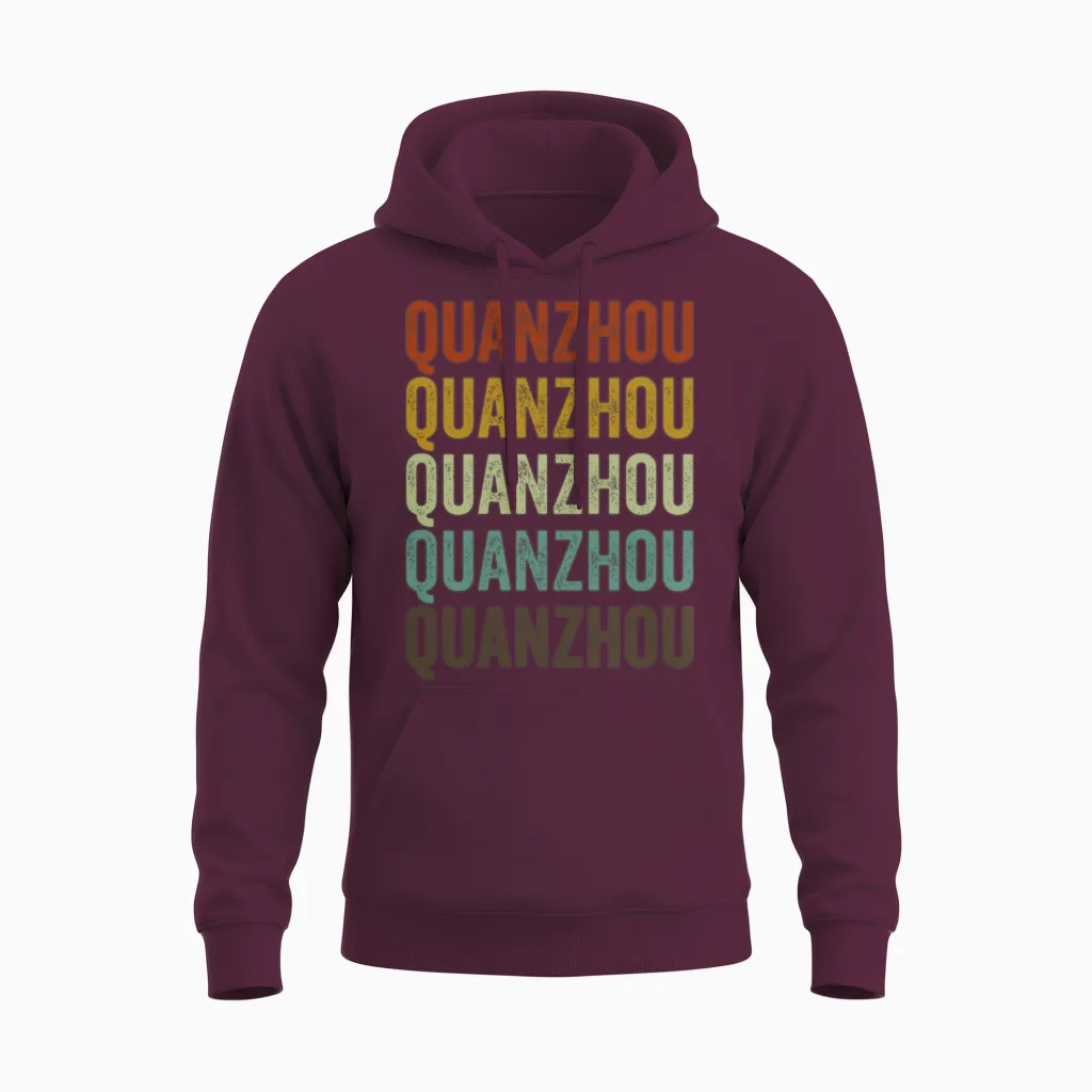 Quanzhou China Retro Vintage Unisex Hoodie - Maroon