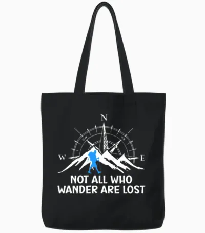 Hiker Funny Wanderlust Mountaineer Hiking Tote Bags - Black
