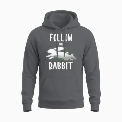 Follow the White Rabbit | Bunny Rabbit Unisex Hoodie - Charcoal