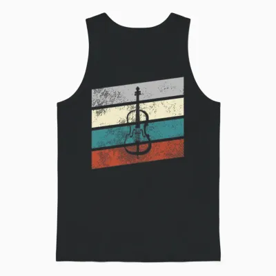 Violin Retro Unisex Tank Top - Black