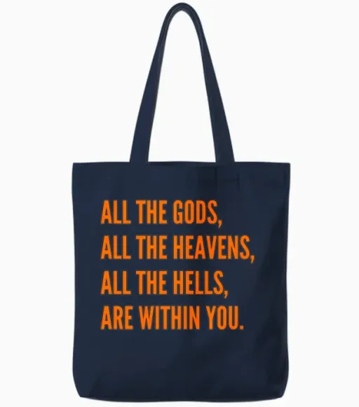 All the Gods, All the Heavens Tote Bags in Navy