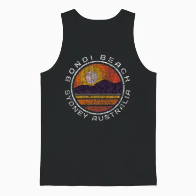 Bondi Beach Distressed Unisex Tank Top - Black