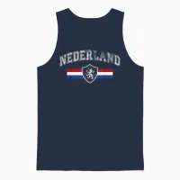 Nederland Netherlands Lion Holland Vintage Orange Unisex Tank Top in Navy - 1