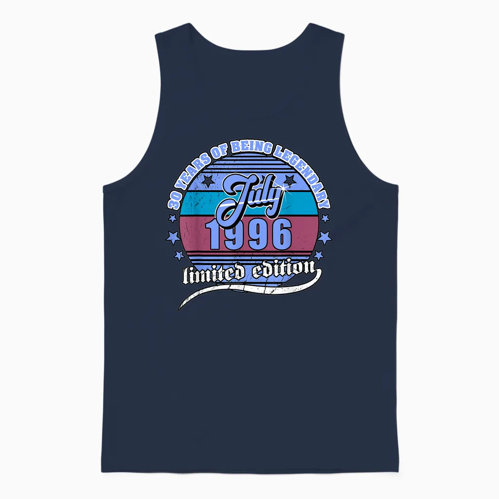 30e Anniversaire Juillet 1996 Millésime 30 Ans Légendaire Unisex Tank Top in Navy