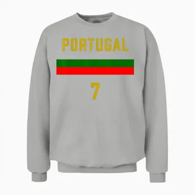 Portugal Football Fan Jersey Nr. 7 Soccer Unisex Sweatshirt - Ash