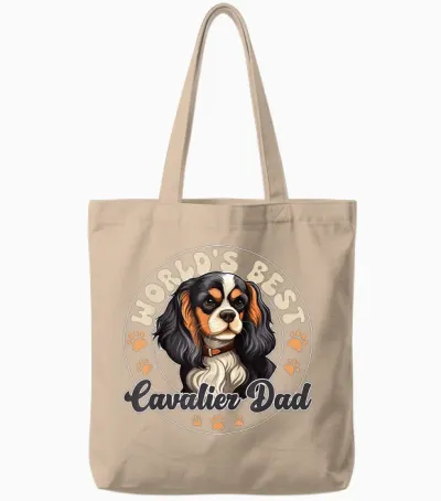 Cavalier King Charles Spaniel Dog World's Best Cavalier Dad Tote Bags - Natural