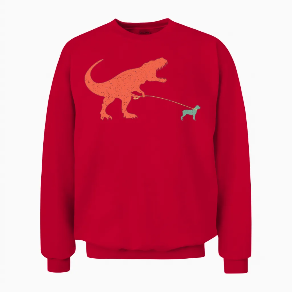 Cute Rottweiler Dinosaur Funny Wiener Dog Gift Unisex Sweatshirt in Red