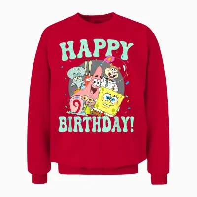 Spongebob Squarepants Happy Birthday Sandy Patrick Squidward Unisex Sweatshirt - Red