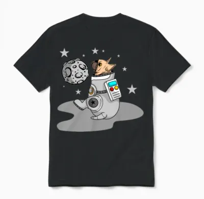 Funny Dog Astronaut Unisex T-Shirt - Black