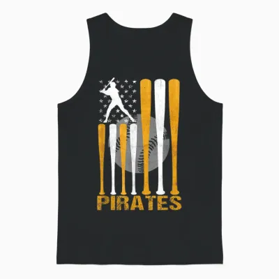 Vintage Pirates Maryland American Flag Baseball Weathered Unisex Tank Top - Black