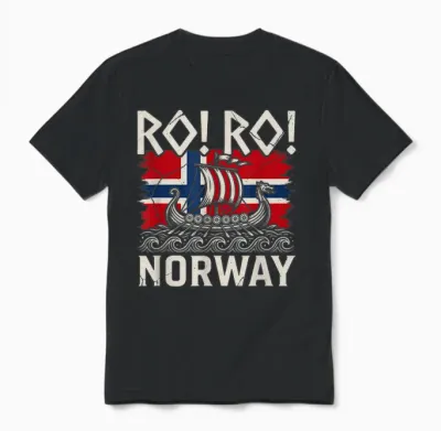 Ro Ro Norwegian Viking Ship Norway Flag Culture Row Country Unisex T-Shirt - Black