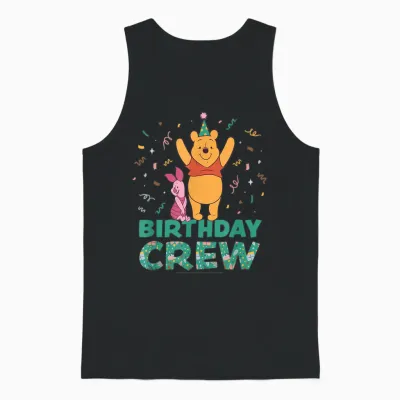 Disney Winnie the Pooh & Piglet Birthday Crew Party Matching Unisex Tank Top - Black