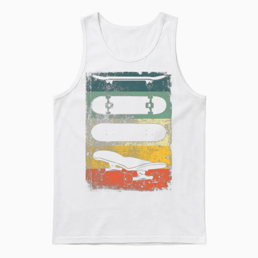 Skate Retro Unisex Tank Top in White