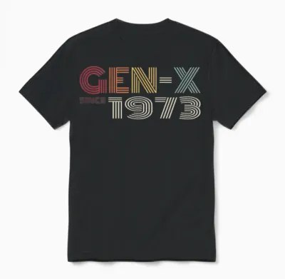 Gen-X Since 1973 Retro Vintage Generation X Look Unisex T-Shirt - Black