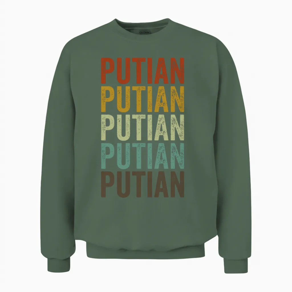 Putian China Retro Vintage Unisex Sweatshirt in Military Green