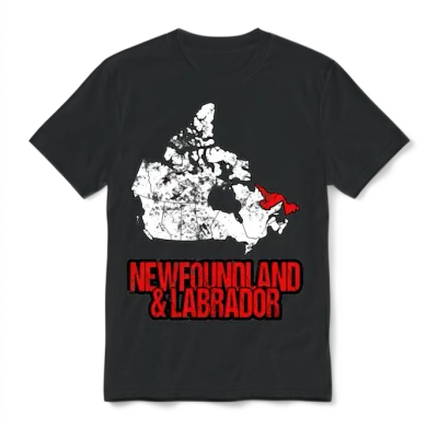 Newfoundland & Labrador Vintage Canada Map Unisex T-Shirt - Black