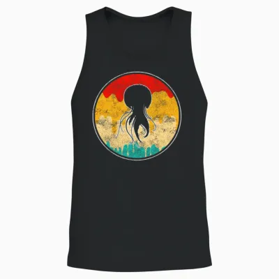 Jellyfish Retro Unisex Tank Top - Black