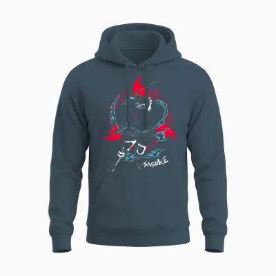 Naruto Shippuden Sasuke Inversé Avec Sharingan Anime T-Shirt Haut De Gamme Unisex Hoodie - Dark Heather