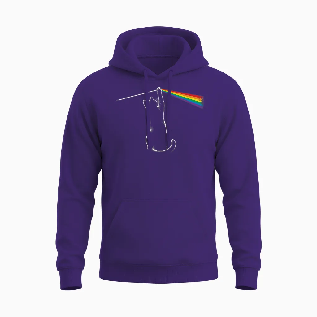 Playing with Light Cat Gift Men Kids Women Funny Cat Unisex Hoodie in Purple