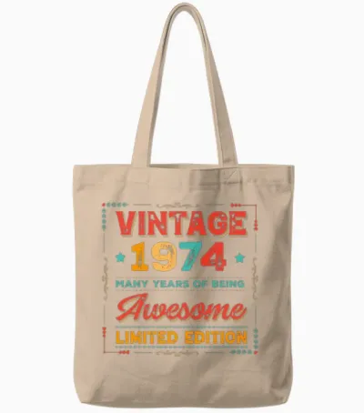1974 Vintage Tote Bags - Natural