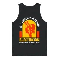 Electrician Construction Electrician Unisex Tank Top - Black – 1