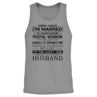Postal Worker Funny Saying for Husband Unisex Tank Top - Sport Grey – 2