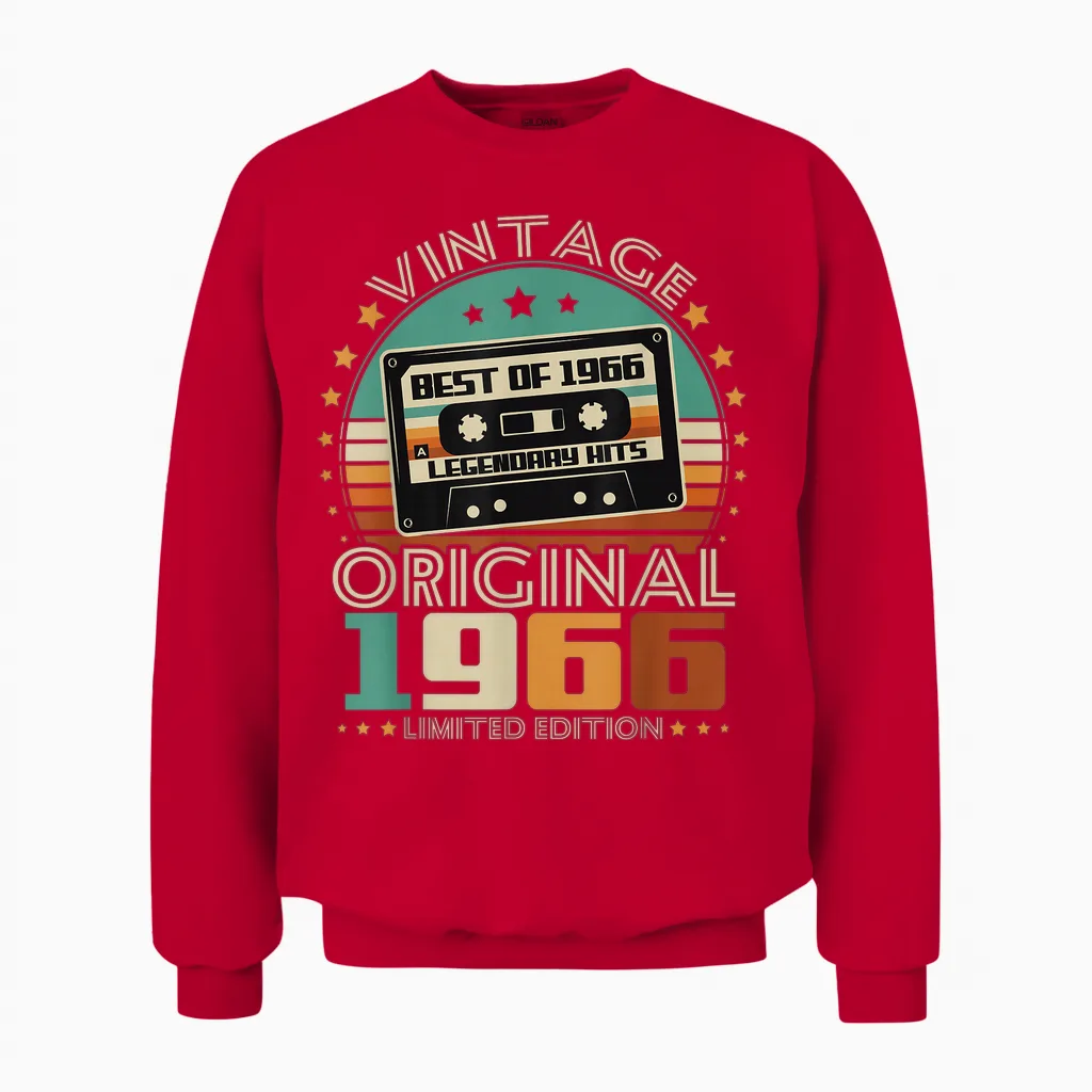 Original 1966 Vintage Birthday 60 Years for Men Women Unisex Sweatshirt in Red