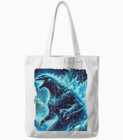 Japanese Blue Kaiju Monster Art Men Boys Kids Youth Teens Tote Bags - White