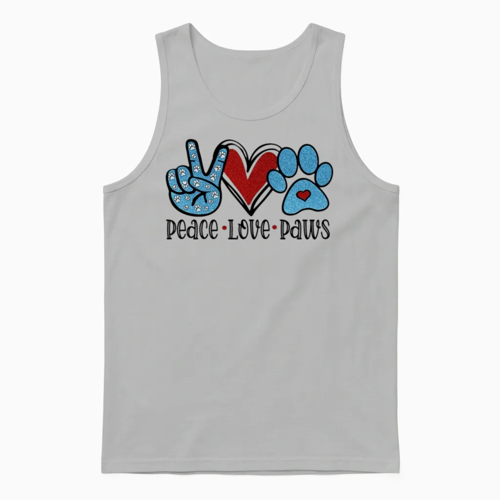 Peace Love Dogs Dog Lovers Unisex Tank Top in Ash