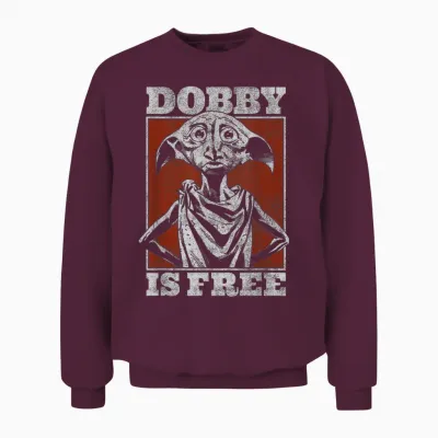 Harry Potter and the Deathly Hallows Vintage Dobby Is Free Unisex Sweatshirt - Maroon