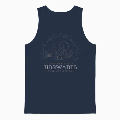 Harry Potter Hogwarts at Christmas Unisex Tank Top - Navy